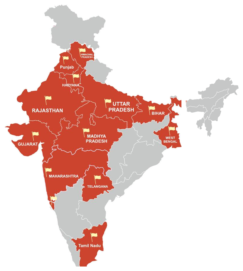 Map showing Santosh Engineering and Fabricators' presence across India